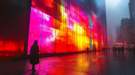 Fototapeta premium Cityscape with Colorful Building Facade - Illustration