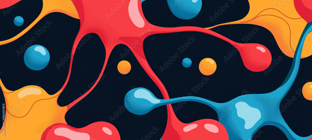 Poster colorful abstract shapes and fluid forms create vibrant visual experience