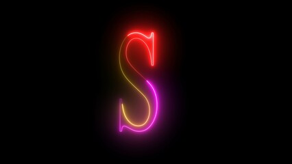 Fototapeta premium Glowing neon alphabet S. Educational concept with neon letter S. Shine text S the best digital symbol.