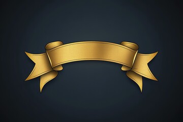 Gold square ribbon banner on a dark background, vector presentation design illustration with copy space for text