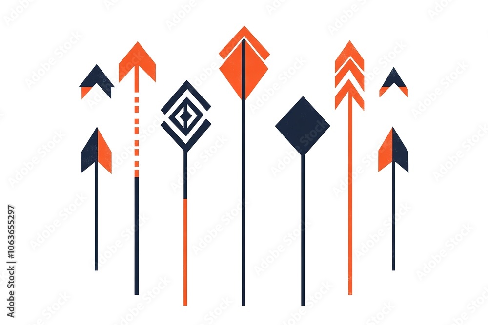 Aufkleber a set of arrows pointing in different directions, representing the various paths and direction optio