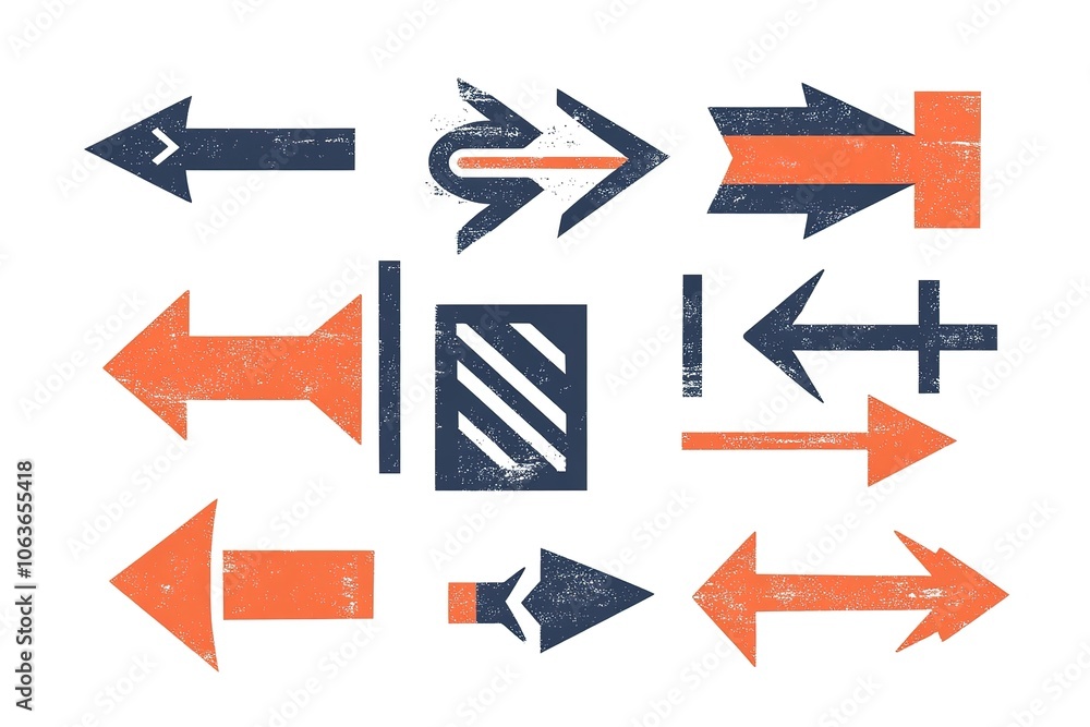 Aufkleber a set of arrows pointing in different directions, representing the various paths and direction optio