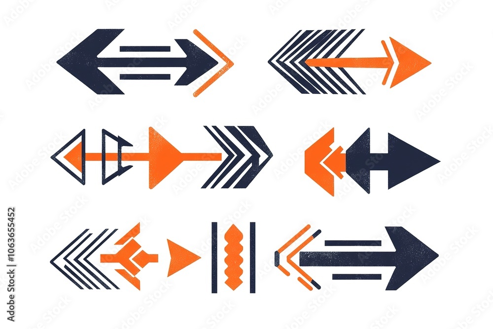 Aufkleber a set of arrows pointing in different directions, representing the various paths and direction optio