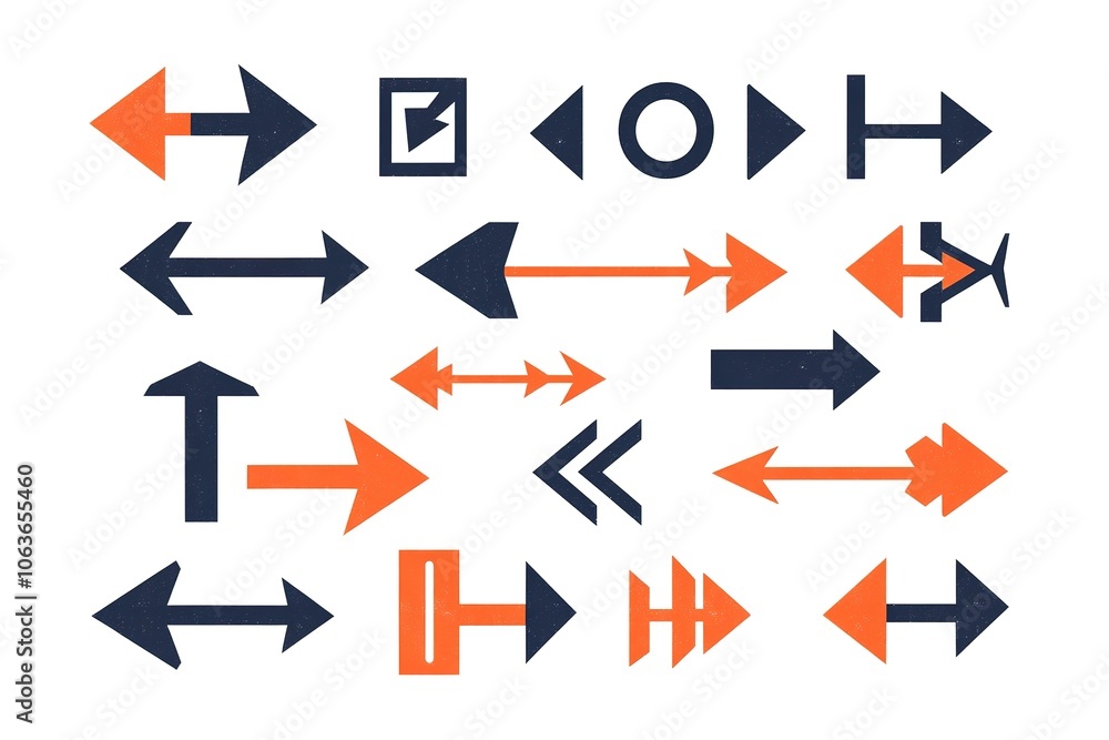 Aufkleber a set of arrows pointing in different directions, representing the various paths and direction optio