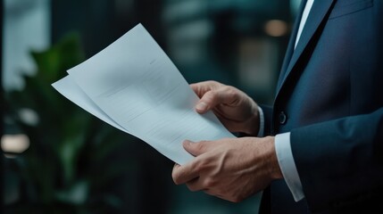 Businessman Holding Confidential Corporate Documents