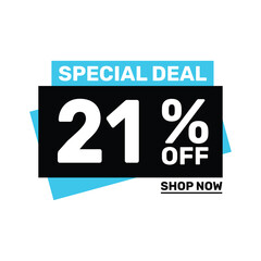 Special deal 21 off price marketing blue color design.