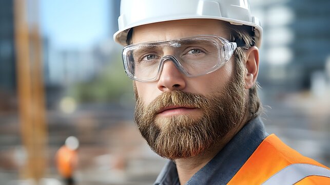 The photorealistic rendering of an engineer on a construction site captures the essence of hard work and dedication