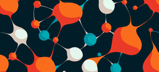 Colorful interconnected nodes representing neural networks in digital design