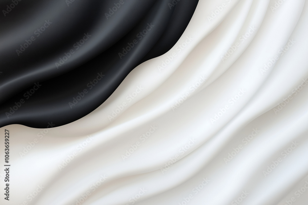 Poster soft draping black and white fabric creating elegant textures in artistic composition