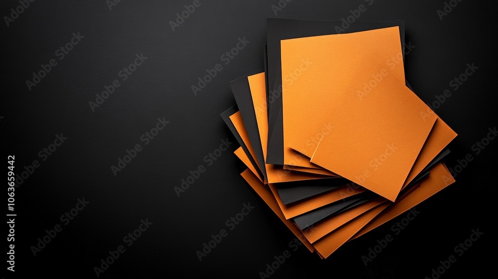 Poster stylish black and orange notebooks stack: a visually appealing image featuring a stack of black and 