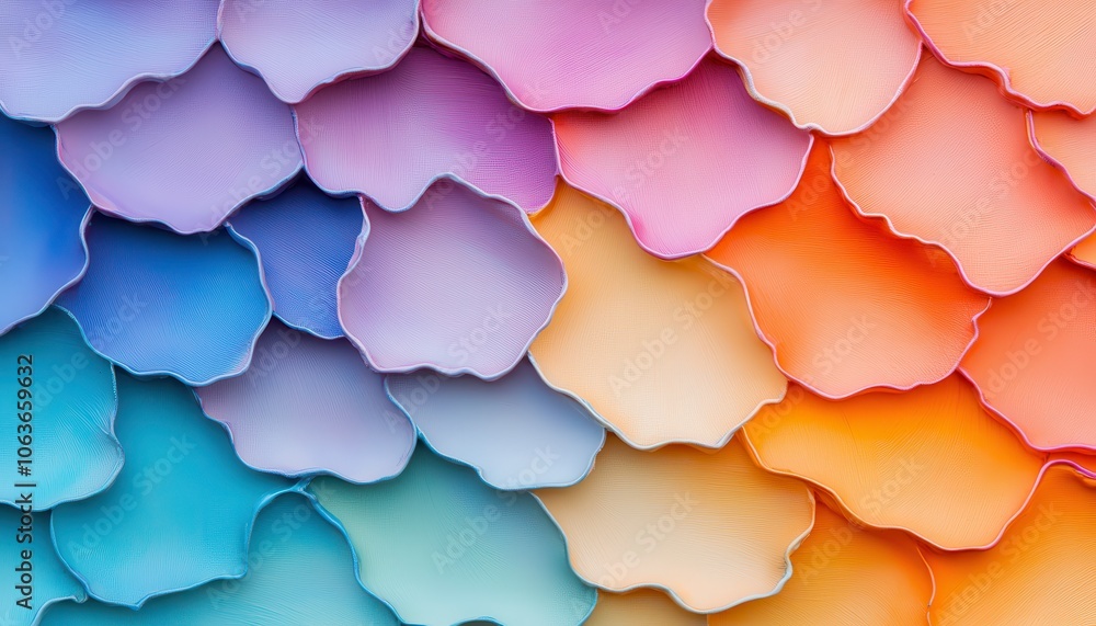 Aufkleber a vibrant, textured pattern of overlapping scales in various pastel colors, creating an eye-catching