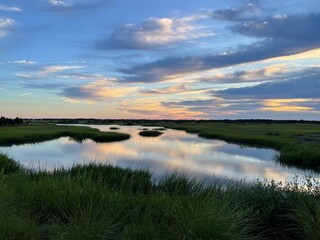 Sunrise over estuary marsh 2023