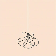 Thin elegant line art of bell with ribbon, showcasing simplicity and grace. This minimalist design...