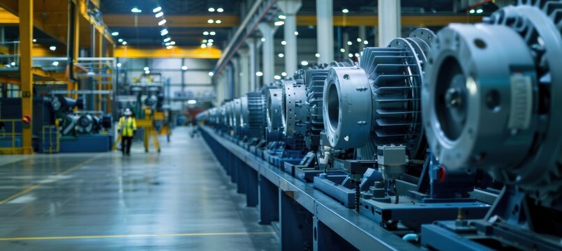 Advanced Electric Motor Manufacturing in High-Tech Renewable Energy Factory