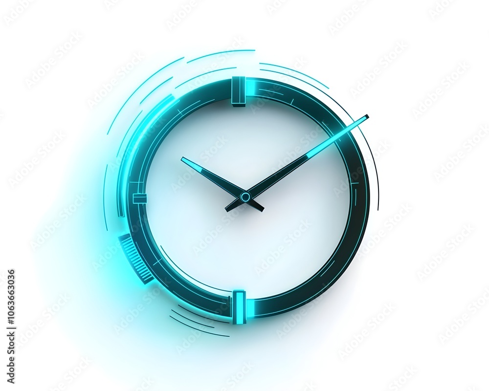 Poster minimalist futuristic clock icon symbolizing time management and productivity