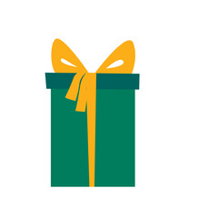 Christmas or New Year Family Party Gift Box Icon Isolated on White