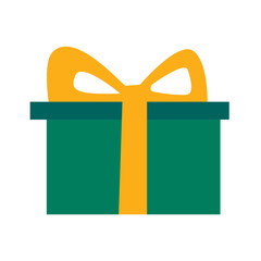 Christmas or New Year Family Party Gift Box Icon Isolated on White