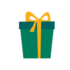 Christmas or New Year Family Party Gift Box Icon Isolated on White