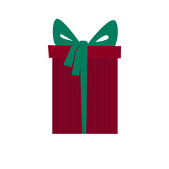 Christmas or New Year Family Party Gift Box Icon Isolated on White