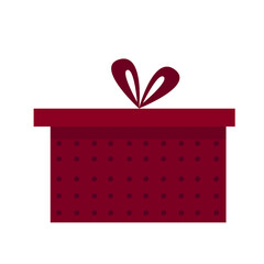 Christmas or New Year Family Party Gift Box Icon Isolated on White