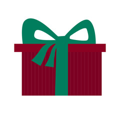 Christmas or New Year Family Party Gift Box Icon Isolated on White