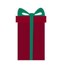 Christmas or New Year Family Party Gift Box Icon Isolated on White