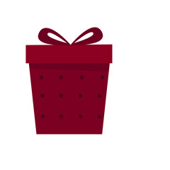 Christmas or New Year Family Party Gift Box Icon Isolated on White