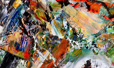 Fototapeta premium Abstract art background . Hand painting artwork . Canvas .