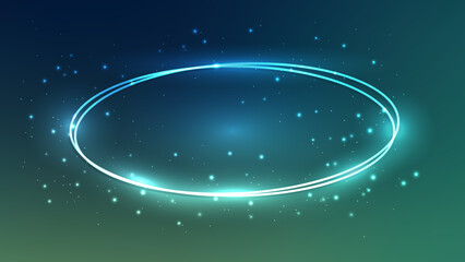 Obraz premium Neon double oval frame with shining effects