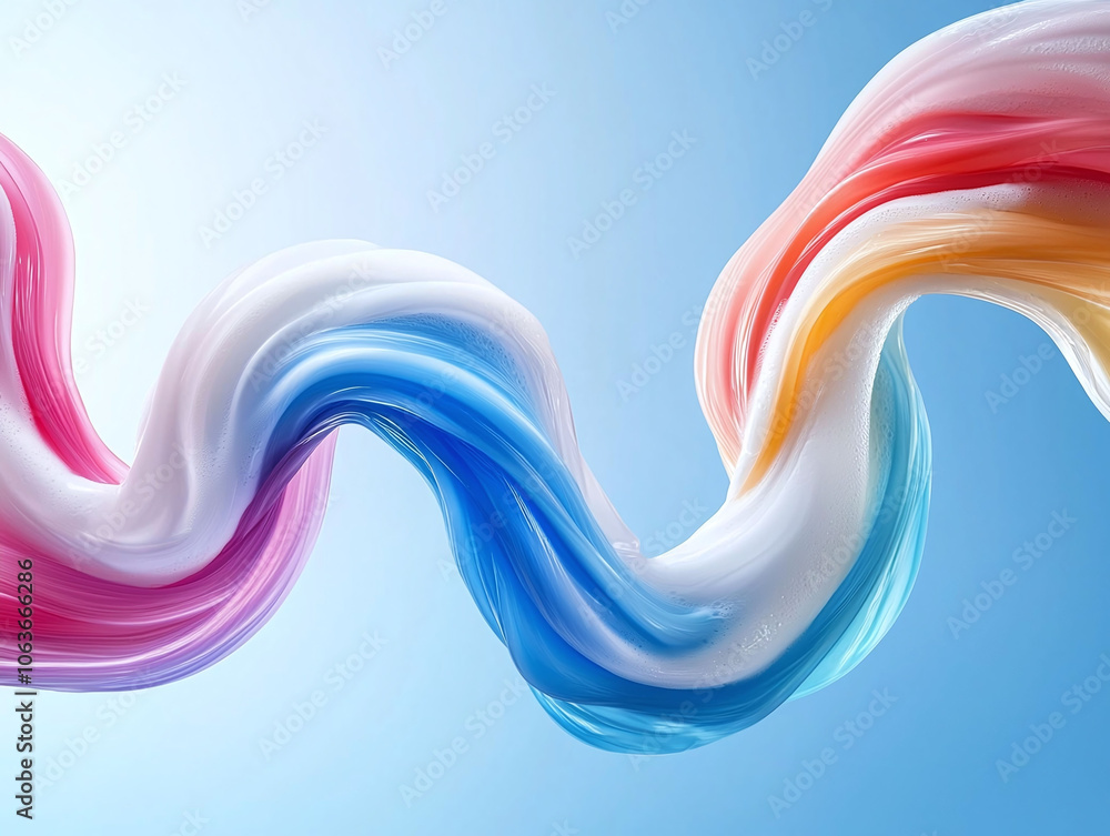 Poster colorful flowing detergent in smooth wave pattern, creating vibrant visual