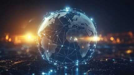 Obraz premium globe with network icon, futuristic tech, technology