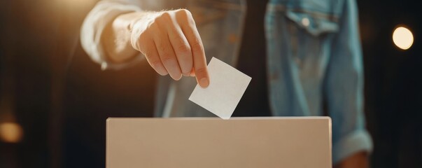 Hand Inserting Vote Into Ballot Box