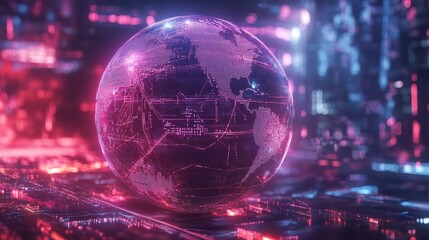 globe with network icon, futuristic tech, technology
