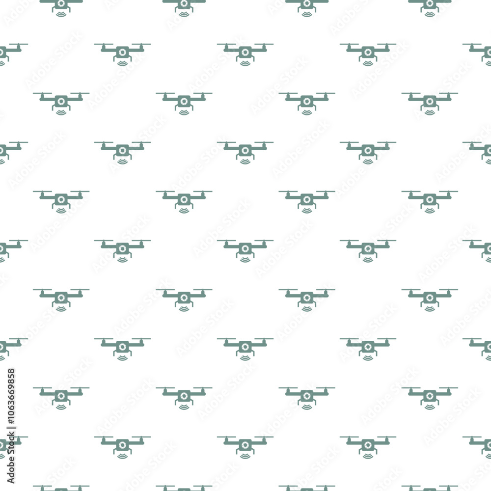 Poster drone video camera pattern repeat seamless isolated on white background