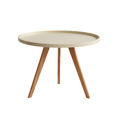 round table with wooden legs on transparent background