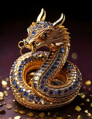 Fototapeta premium Opulent Serpent The Jewel-Encrusted Majesty of the Zodiac