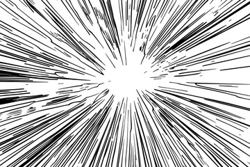 Anime cartoon style dynamic burst of lines radiating outward from central point