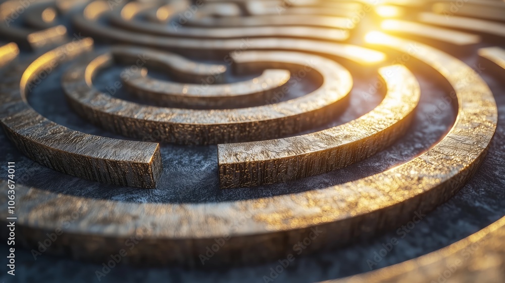 Poster golden path through intricate maze design