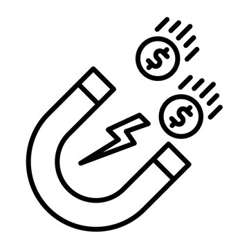 magnet attracting dollar coins icon clip art preview