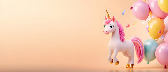 Cute Unicorn with Balloons for Birthday Party Decoration