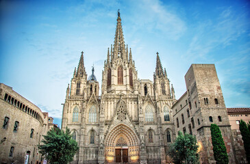 The Cathedral of the Holy Cross and Saint Eulalia, Barcelona, Spain.