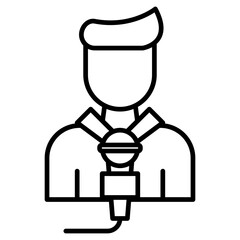 journalist  icon, outline vector illustration