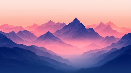 Serene Mountain Peaks Surrounded by Gentle Fog