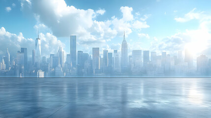 Fototapeta premium Cityscape Background with Concrete Floor