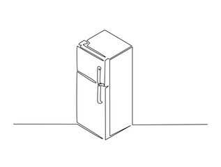 Continuous one line drawing of kitchen refigerator. kitchen refigerator in single line draw vector illustration. Editable vector.