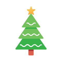 Decorated Christmas tree with star topper, Illustration of a decorated Christmas tree with colorful ornaments and a star on top, symbolizing holiday spirit and festive decor.