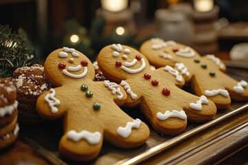 Delicious Gingerbread Men Cookies on a Tray  Christmas Baking  Festive Treat