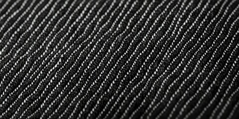 Close-up of Black Fabric with White Stripes and Textured Surface