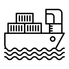 Fototapeta premium Cargo ship icon, outline vector illustration