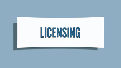 Licensing. A card isolated on blue background.